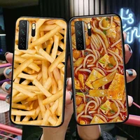 french fries and noodles black soft cover the pooh for huawei nova 8 7 6 se 5t 7i 5i 5z 5 4 4e 3 3i 3e 2i pro phone case cases