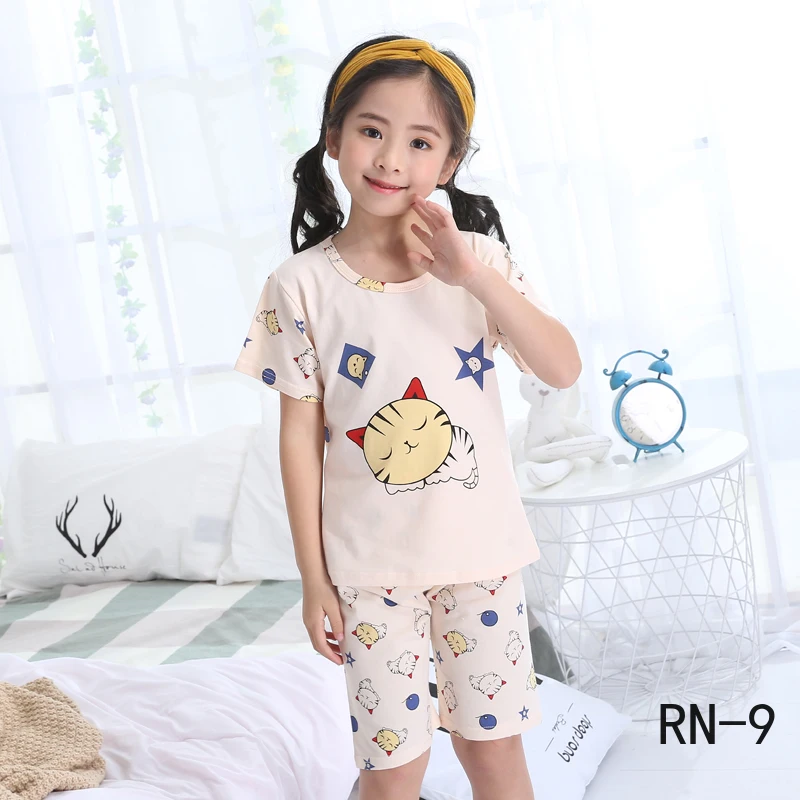 Летние детские пижамы 2020 хлопковая одежда для сна с короткими рукавами девочек