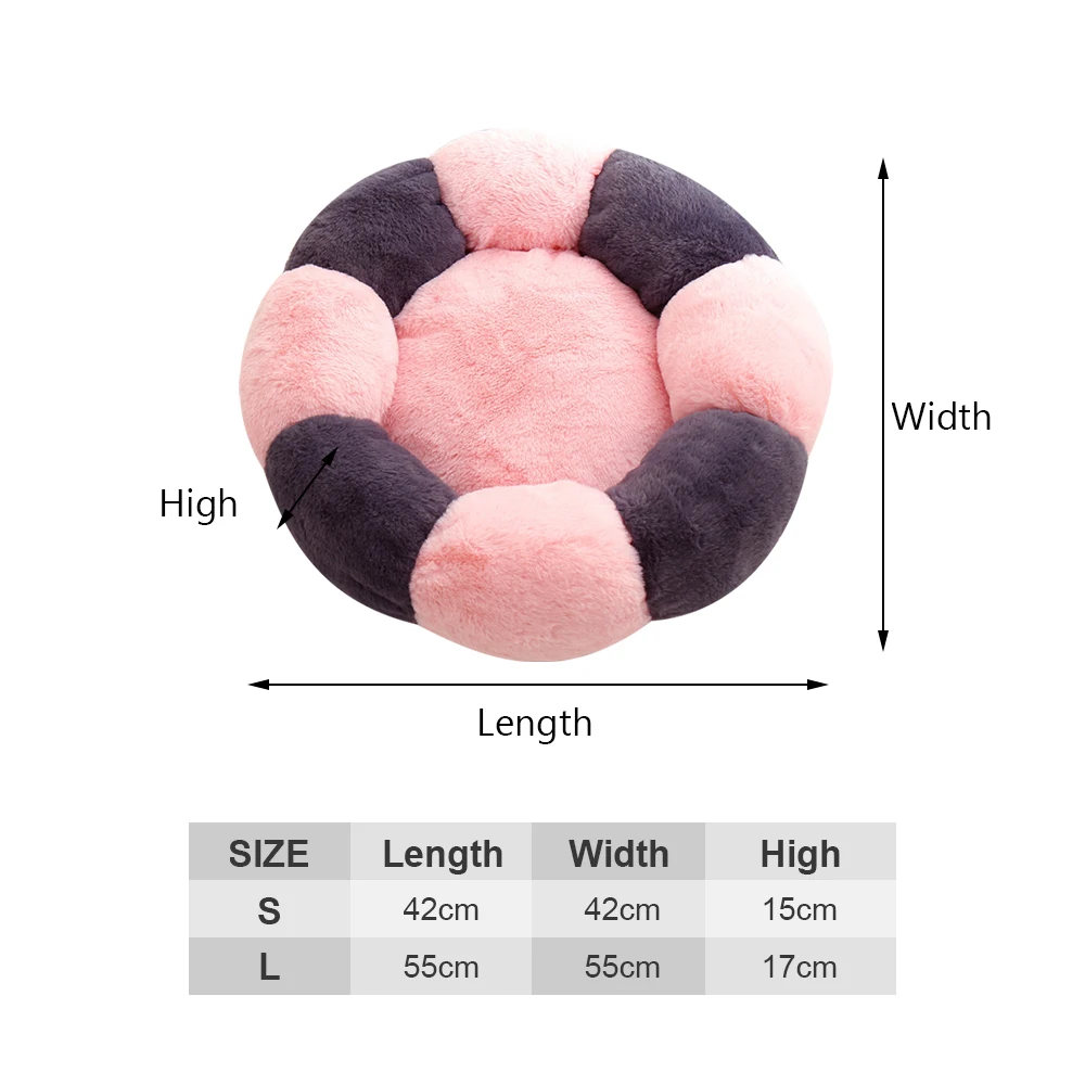Мягкая кровать для собаки круглая моющаяся короткая плюшевая собачья будка