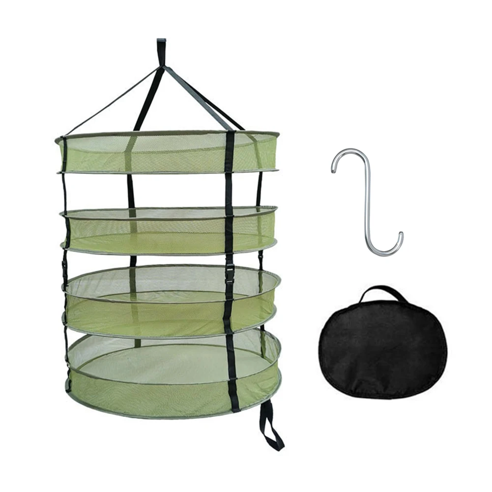 Четырехслойная подвесная сухая корзина для трав Складная сетка гидропонная