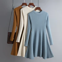 anbenser women long sleeve sweater dress irregular hem casual autumn winter dress o neck a line short mini knitted dresses