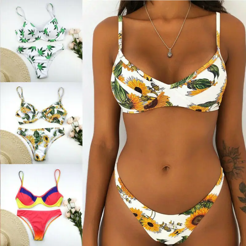 

Women Buckle Thong Bikini Set Padded Push Up Swimwear Beachwear Sexy Swimsuit