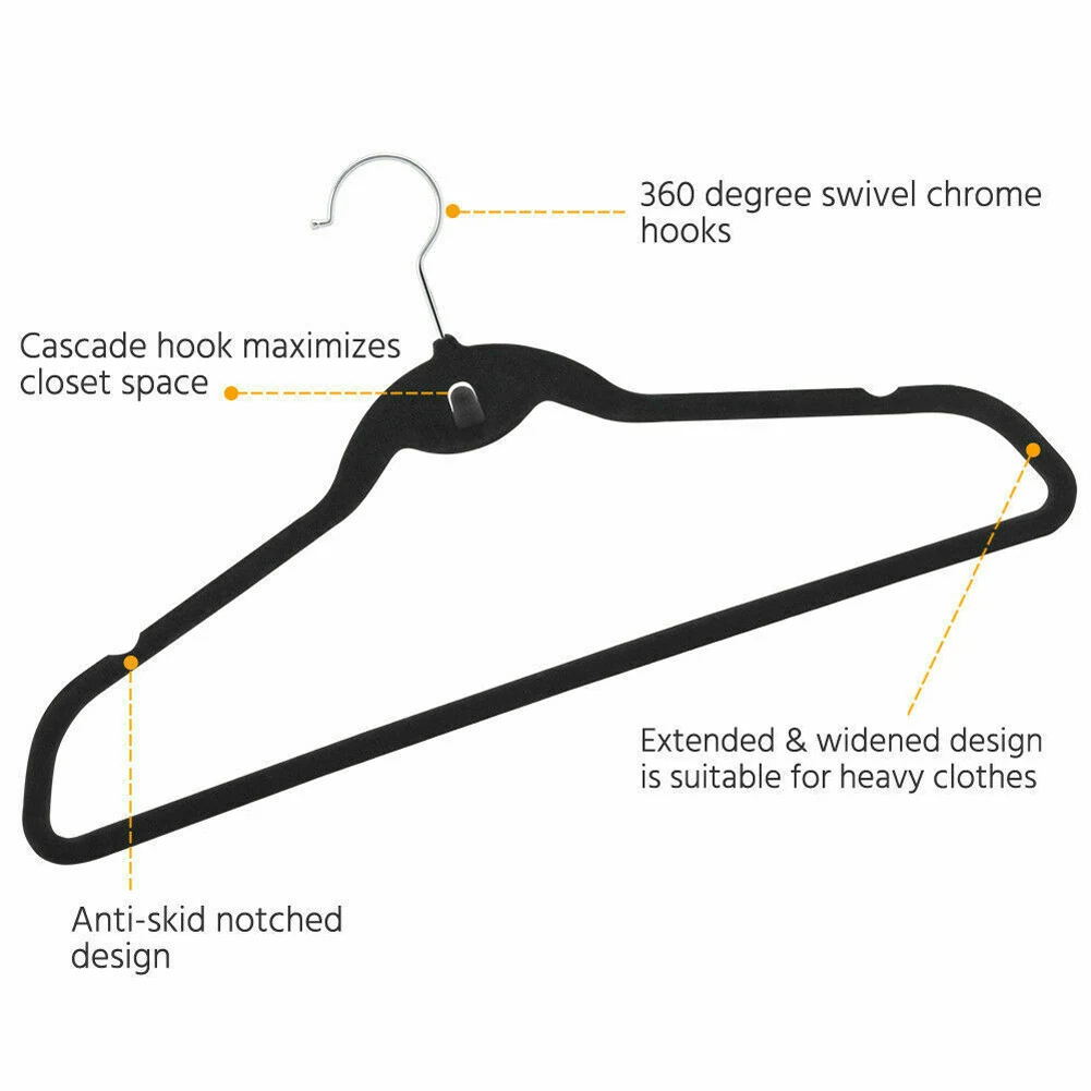 

10/20Pcs Non Slip Velvet Suit Clothes Hangers Wardrobe Home Organizer LBShipping