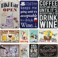 tiki bar drink wine tin sign shabby classic metal plaque bar pub coffee cafe decorative painting pin up wall stcikers iron sign