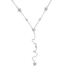 Женское ожерелье из серебра 925 пробы с выложенным фианитом подвеска-аркан, длинная цепочка в Y-образном стиле, украшения в виде цветка для ношения слоями, свадебный подарок