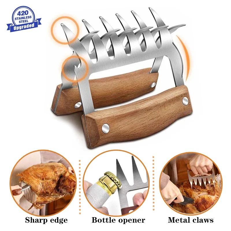 Металлическая Шредер для мяса барбекю коготь из нержавеющей стали вилки