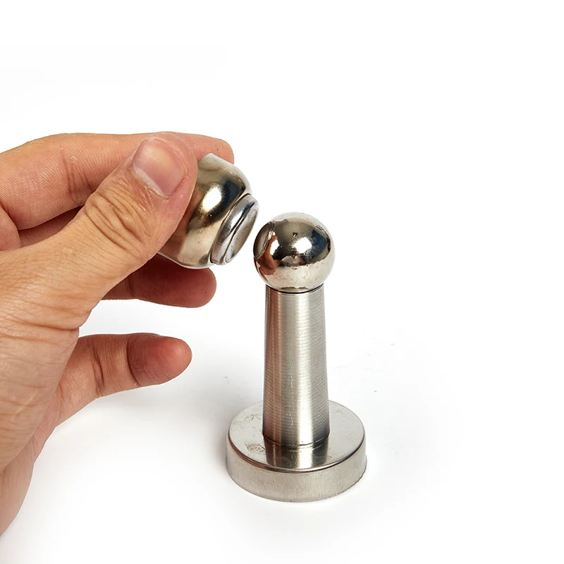 

1PC Silver Stainless Steel Door Stopper Soft-Catch Magnetic Door Stop in Brushed Magnetic Door Stop Furniture Hardware