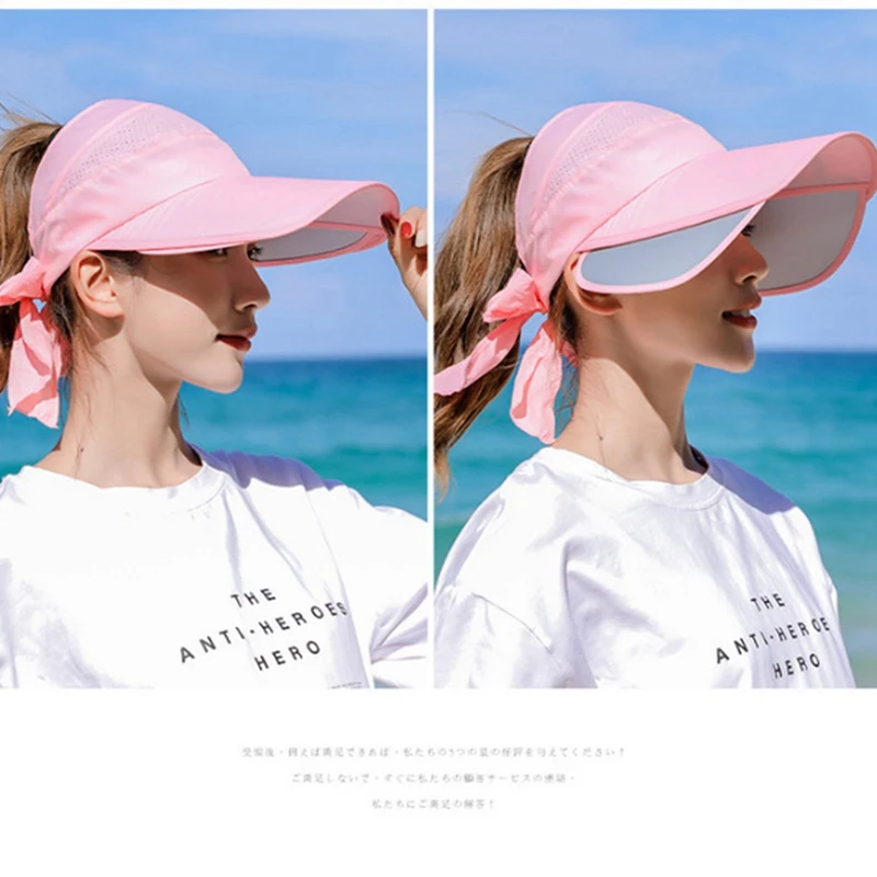 

2021 New Style Sun Virsors Sports Print Sun Hats for Women Wide Brim Beach Hat UV Protection Female Cap Casual Fishing Hat