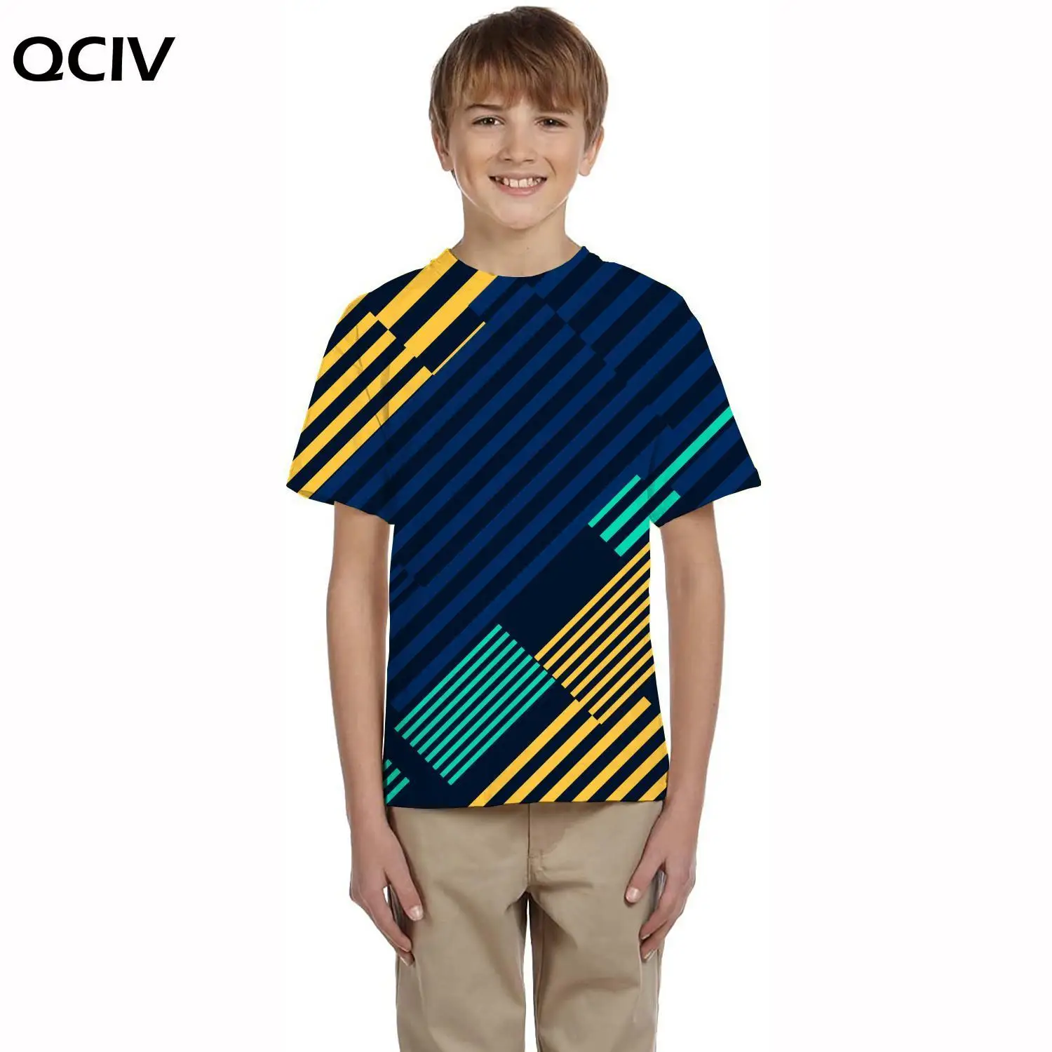 

QCIV Brand Geometry t shirt kids Pattern T-shirts 3d Colorful Tshirts Casual Harajuku Tshirt Printed kids Clothing summer