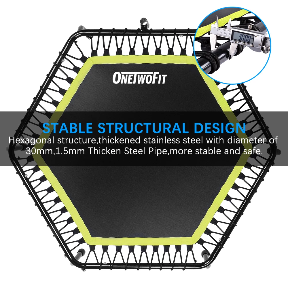 OneTwoFit 45 &quotтихий мини батут для детей прыгать с регулируемой ручкой фитнес