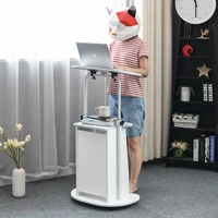 lifting laptop computer desk mobile meeting training podium table stand office furniture study table free rotation with lockers