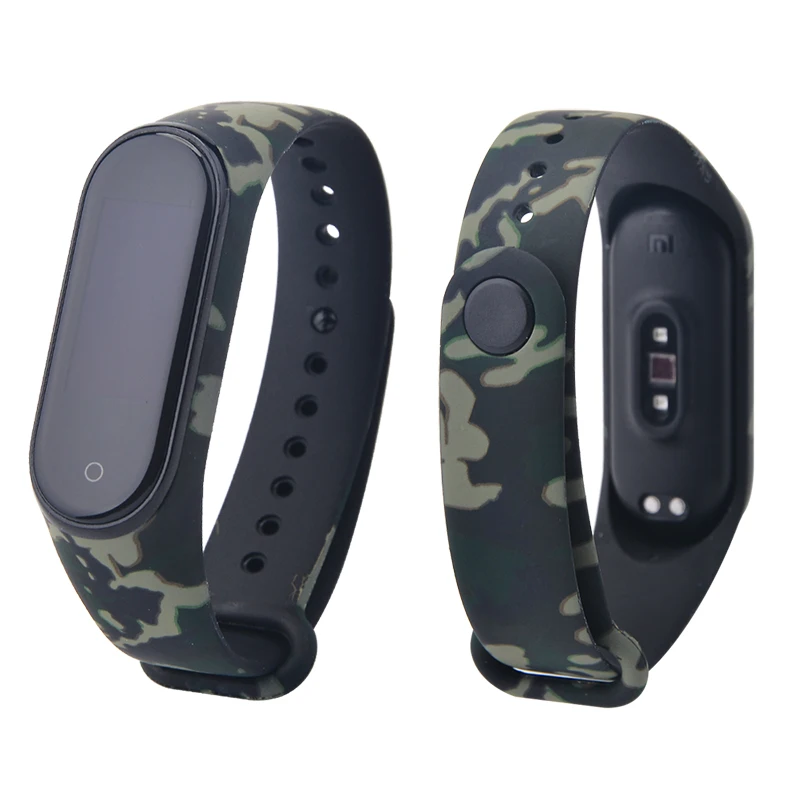 Для mi band 3 4 ремешок с принтом силиконовый ремешок на запястье для xiaomi mi band 3 Replacemet Камуфляжный браслет для mi band 3 браслет