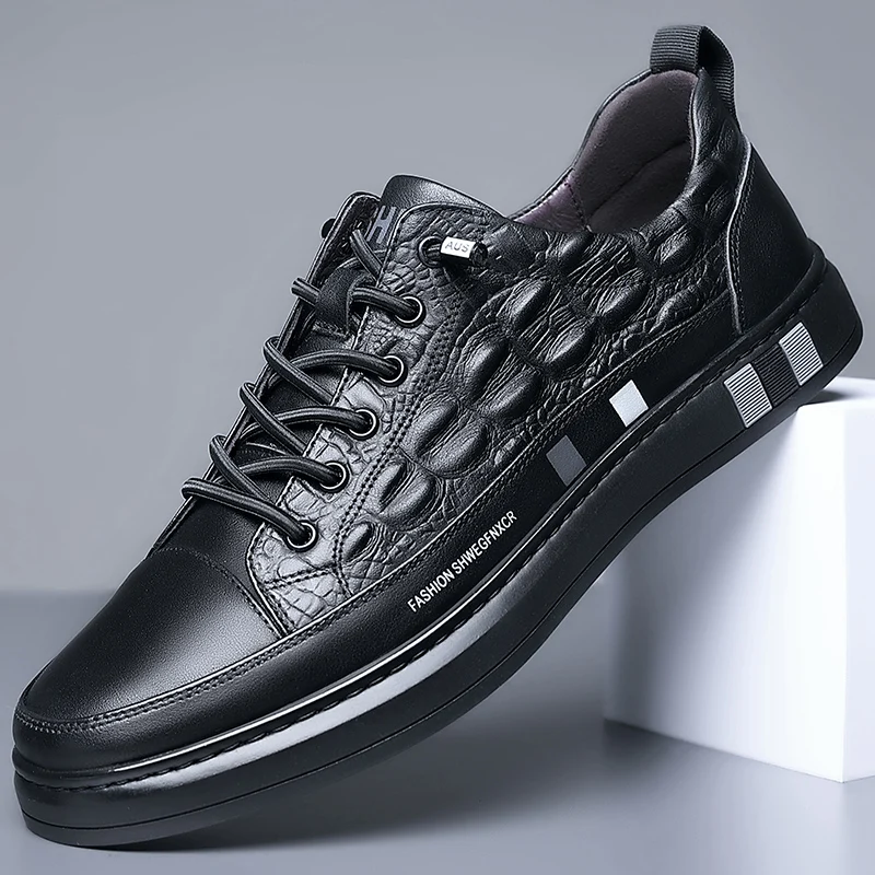 Jual Sepatu Kasual Musim Gugur Tren Baru Sepatu Kulit Hitam Pria Untuk Pria Sepatu Kasual Dewasa Kualitas Terbaik Sepatu Jalan Pemuda Pria Renda