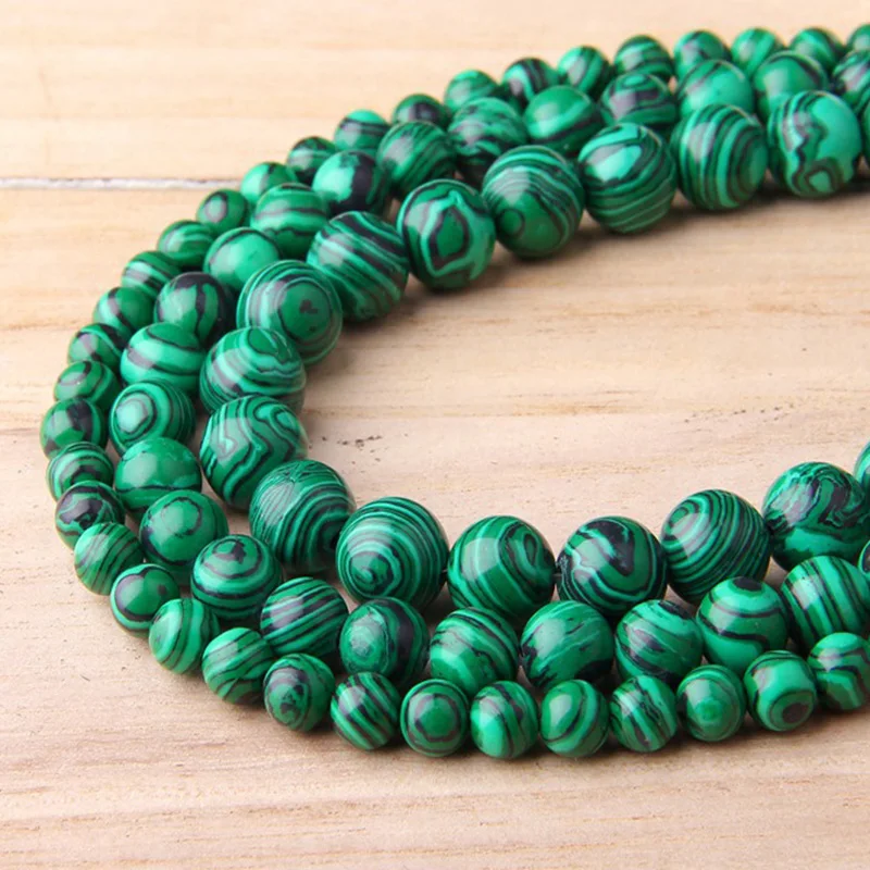 Зеленые малахитовые бусины 4 мм 6 Искусственный драгоценный камень полированные
