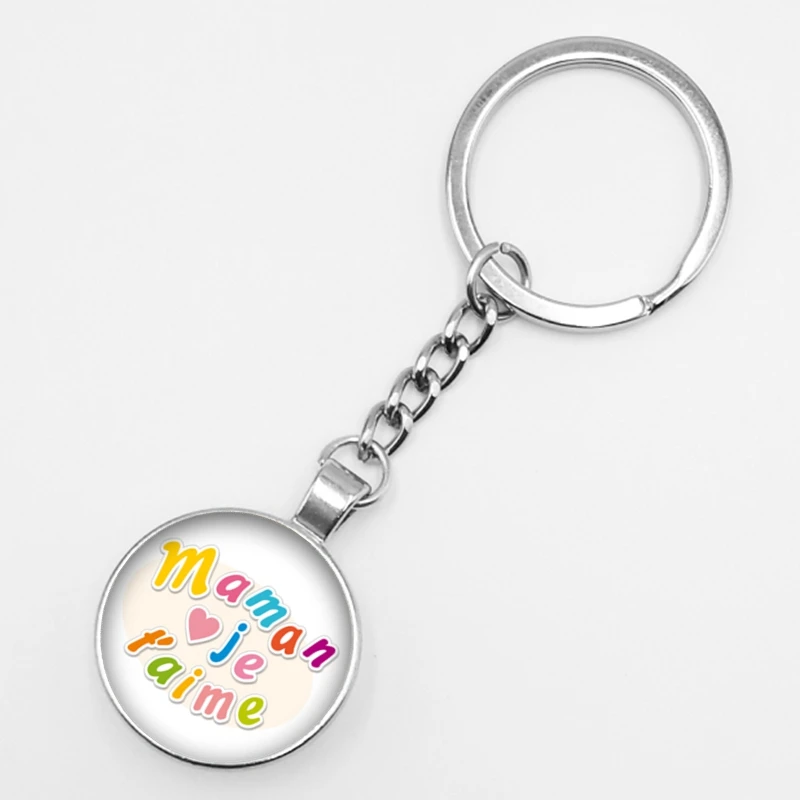 Новинка 2019 популярный выпуклый брелок с круглым стеклом французский надписью Je
