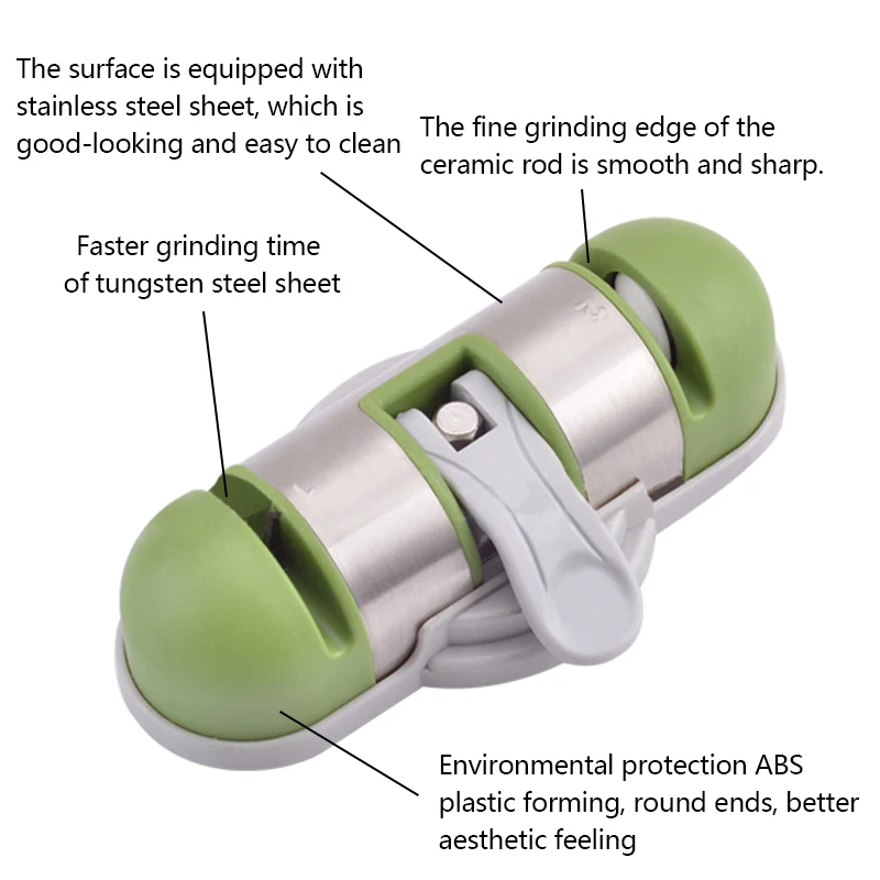 Зеленый/желтый мини-кухонный инструмент для заточки ножей вольфрамовый