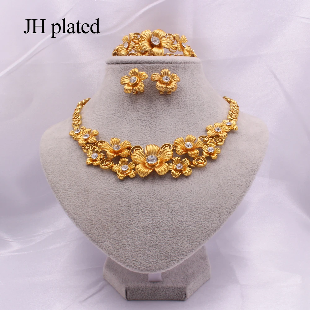 Изысканные Ювелирные наборы из Дубая для женщин вечерние ожерелье серьги