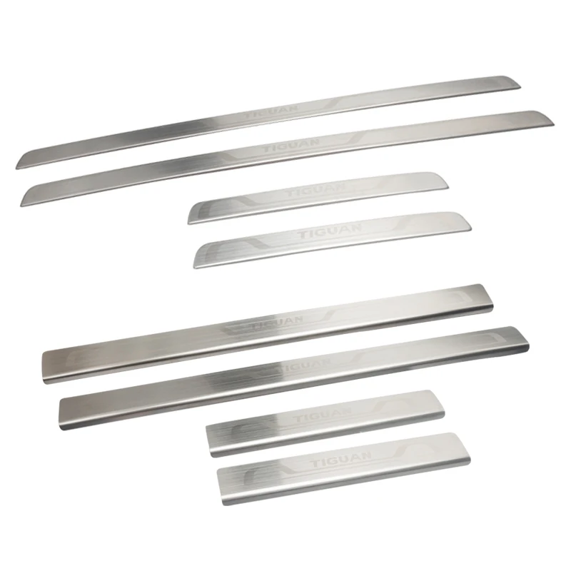 Silver 8pcs Накладка на порог из нержавеющей стали для Volkswagen VW Tiguan mk2 дверной порог Добро пожаловать педаль отделка Аксессуары - Название цвета: Silver 8pcs