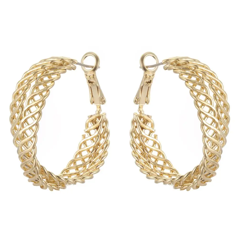 

KIVN Earings Fashion Jewelry Female Gold Geometric Hoop Earrings Wedding Bridal Earrings for Women Girls Birthday Party Gifts