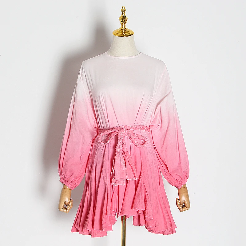 Женское мини платье TWOTWINSTYLE Осеннее Белое Мини Платье с круглым вырезом рукавами