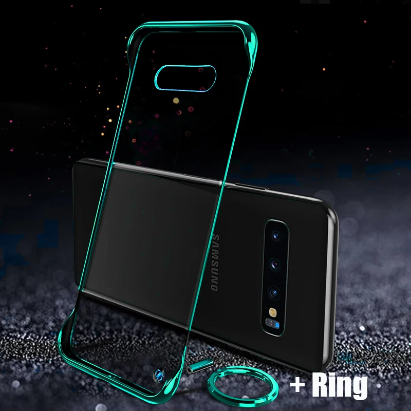 ZGreen Чехол для samsung Galaxy S10 Note 10+ Plus A10 A30 A20 A70 A7 A50 покрытие прозрачное Безрамное жесткое покрытие из поликарбоната кольцо на палец - Цвет: ZGreen