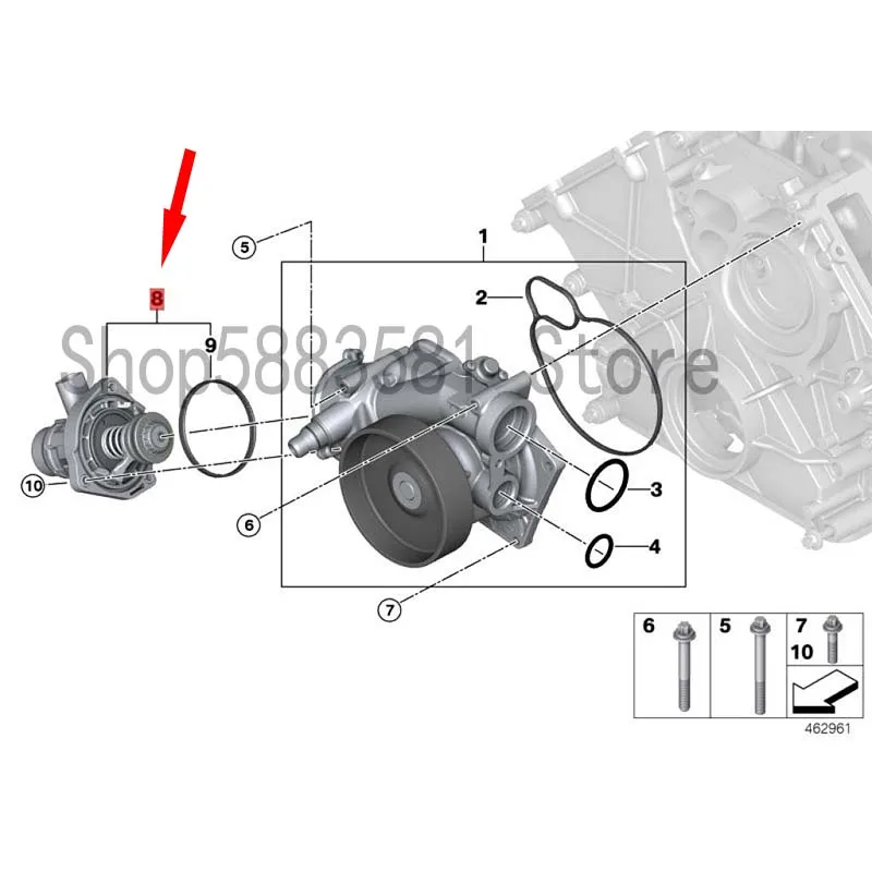 

CAR thermostat with thermostat cover with sealing ring bm wE53 X5 4.4I N62 E53 X5 4.8IS E61 545I coolant thermostat assembly