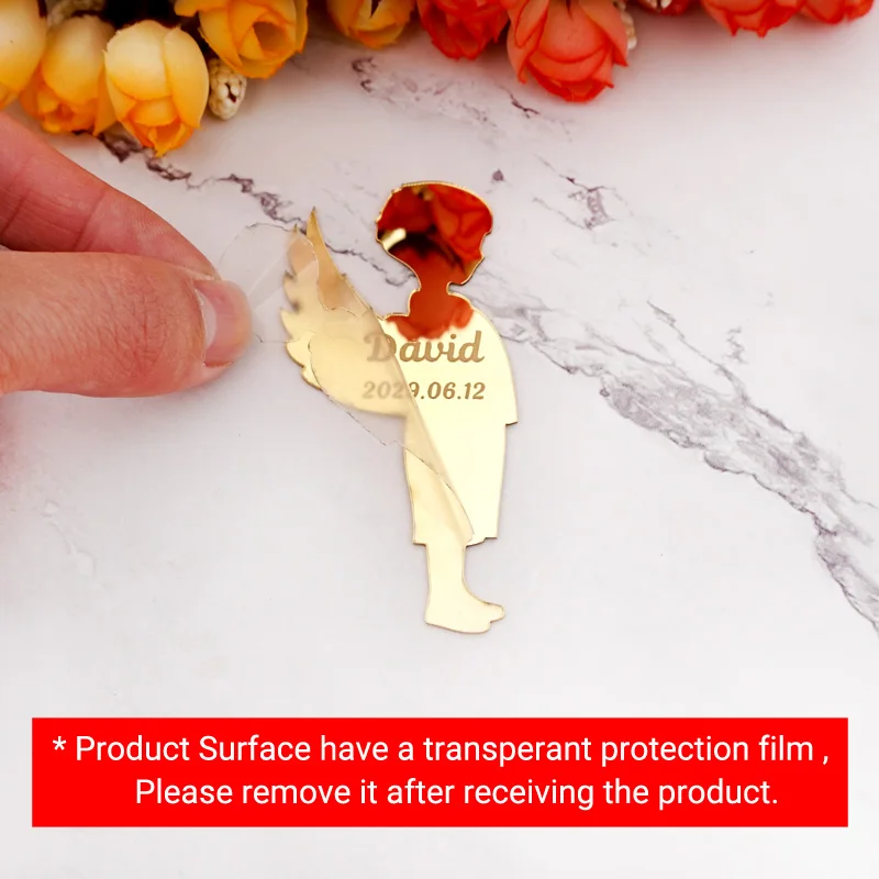 20 штук на заказ Зеркало милый ребенок мальчик форма душ лазерная резка вырезание