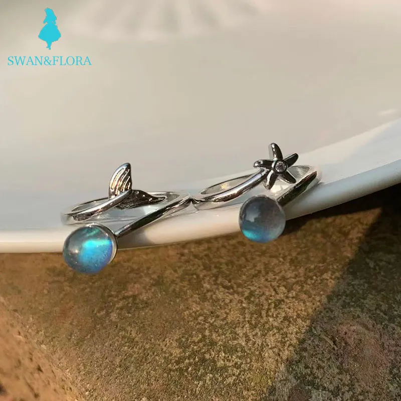 

natural labradorite ring Moonstone female handmade ring Jewelry for Women Gift
