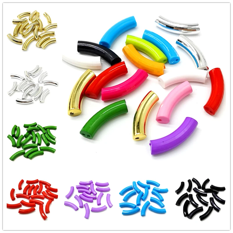 Бусины изогнутые под золото и серебро 8 х33 мм 10 шт./лот | Украшения аксессуары