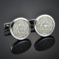 vintage round silver color crystal cuff links groom wedding accessories classic fashion retro mens france shirt jewelry gift