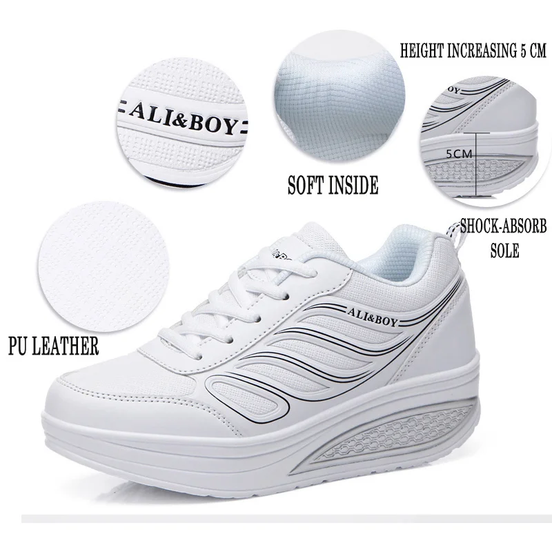 Women Wedge Platform Shoes Rocking Sports Shoes Shock-Absorb Jumping Sneakers Soft Body Shaped Woman shoes