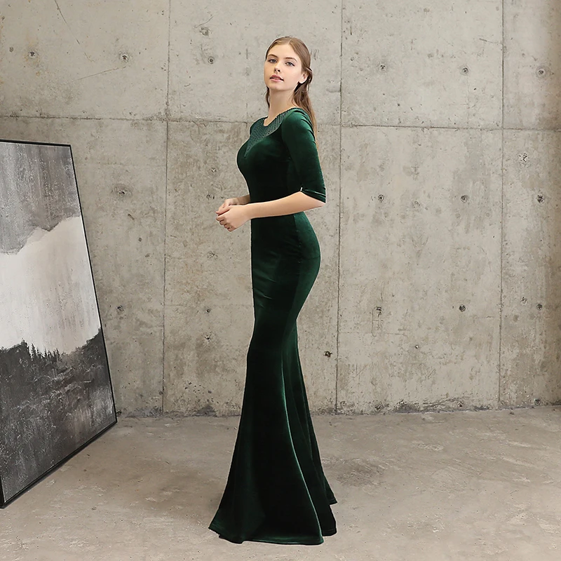 Luxury Evening Dresses Mesh backless Robe De Soiree Mermaid Dress Long Formal Elegant Mid Sleeve Cocktail Vestidos Gala | Свадьбы и