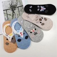 5pairs10pieces cartoon women socks cotton kawaii cute animal ear girl ankle socks harajuku breathable sokken