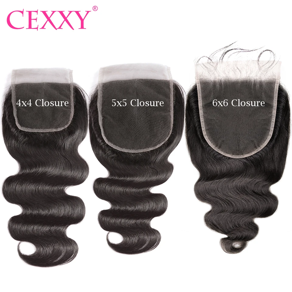 CEXXY 100% перуанские человеческие волосы объемная волна 10-20 дюймов 6x6 Прозрачная