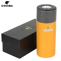 cohiba leather cigar tube jar portable cedar wood humidor box cigar case w humidifer hygrometer fit 5 cigars humidor