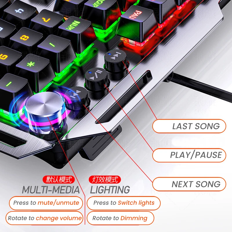 REDSTORM Wired Mechanical Keyboard 108 Keycap Gaming Hand Rest Anti-Ghosting RGB Backlit For PC Laptop Gamers | Компьютеры и офис