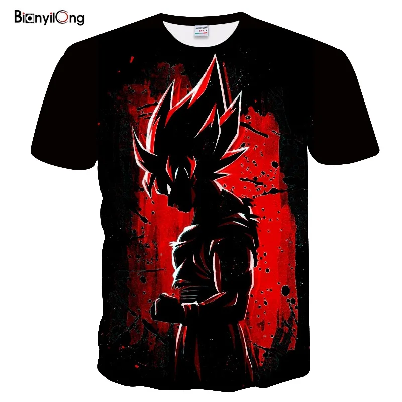 Супер Saiyan футболка с драконом и шариком для мужчин, летние футболки с драконом Z, забавные аниме, странные вещи, Детская 3d футболка Goku