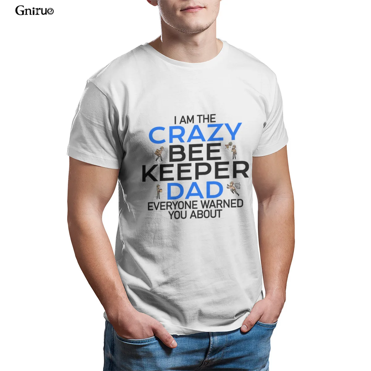 

Wholesale i am the crazy Beekeeper dad Mens T-Shirt Oversized Short Sleeve Female Vintage Unisex Men Clothing 93934