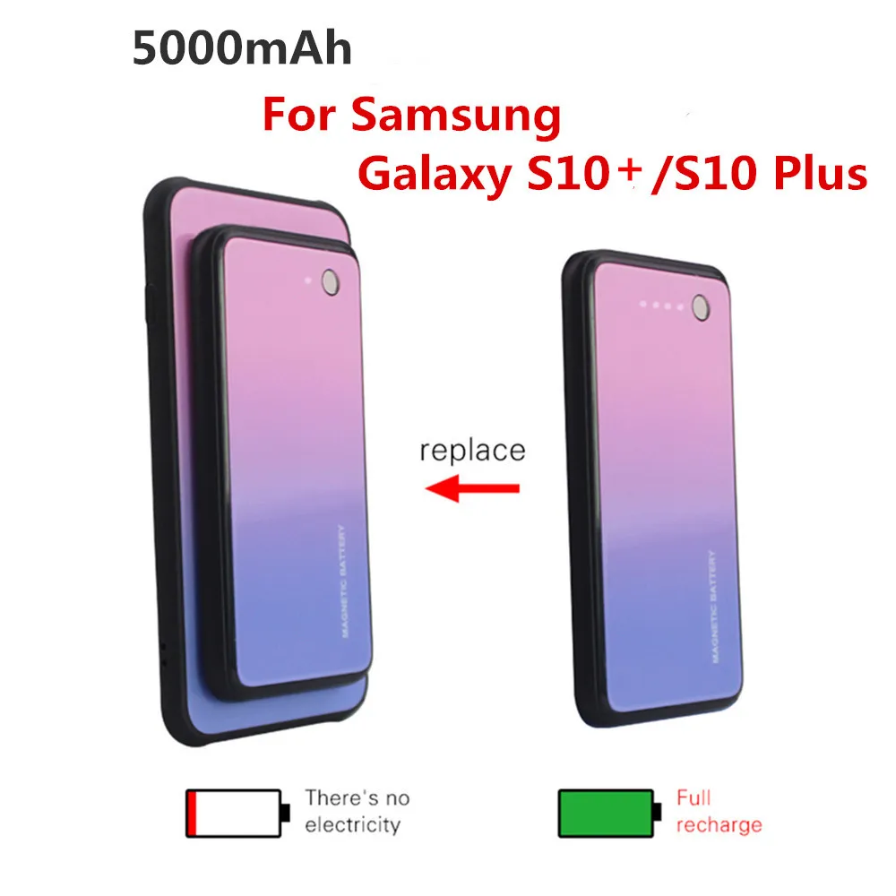 KQJYS 5000 мАч запасной внешний аккумулятор чехол с зажимом для samsung Galaxy S10 Plus S10+ беспроводной магнитный чехол для зарядного устройства