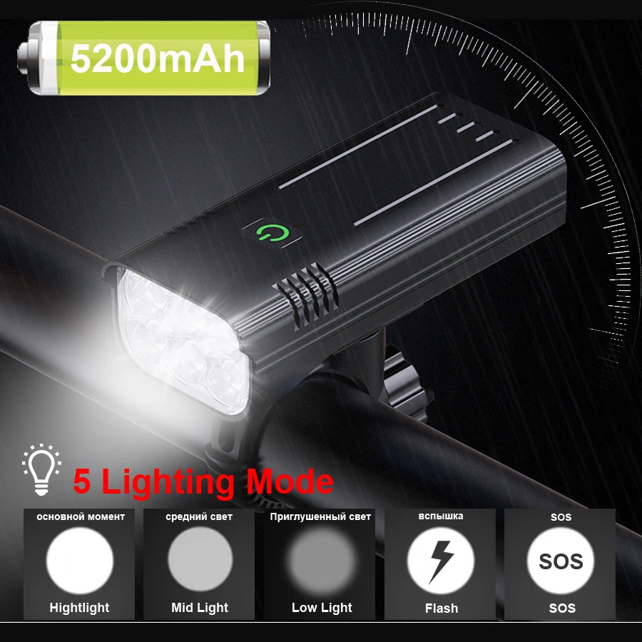 powerful 6t6 bicycle light usb rechargeable 3600 lumen brightest headlight mtb cycling flashlight as power bank bike accessories free global shipping