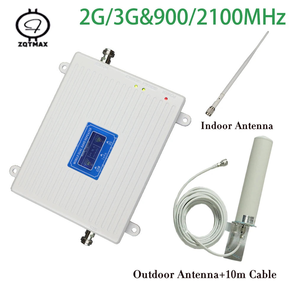 Ретранслятор ZQTMAX GSM 900 2100 двухдиапазонный усилитель сигнала WCDMA МГц 2g 3g сотового
