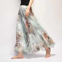 vintage bohemian maxi skirts women elegant chiffon saia harajuku beach high waist long skirt woman clothes faldas tutu vestidos