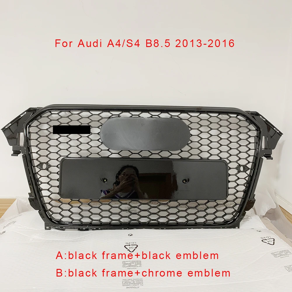 

For RS4 Style Front Sport Hex Mesh Honeycomb Hood Grill For Audi A4/S4 B8.5 2013 2014 2015 2016 Car Accessories