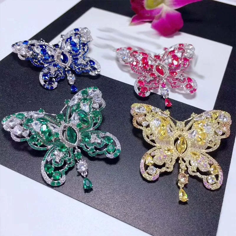 

46x40mm Women's High Quality Classic color zirconium butterfly brooch pendant