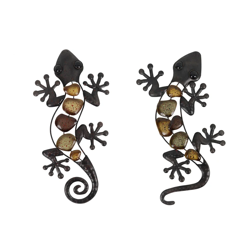 

Металлическое настенное украшение Gecko для дома и сада, уличные статуи, скульптуры для спальни, патио, набор из 2 предметов