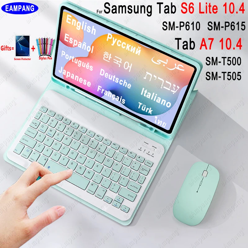 

Для Samsung Galaxy Tab S6 Lite 10,4 чехол для клавиатуры Tab A7 10,4 2020 Английский Русский Испанский Арабский Корейский иврит португальский