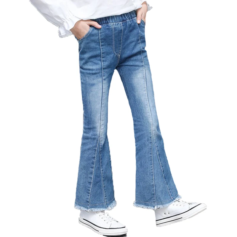 

Girl Flare Jeans Denim Boot Cut Pants Trouser Solid Kids Teenage Spring Autumn Children's Jeans For Girls 4 6 9 12 14 Years