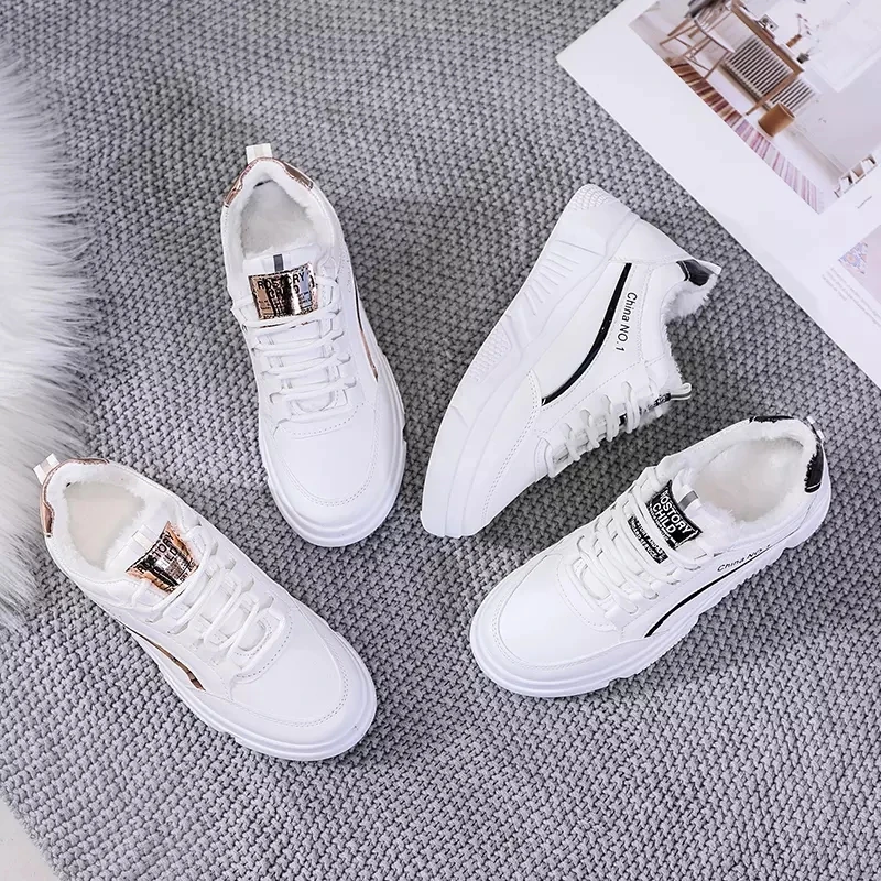 

2020 winter new warm sneakers women running shoes zapatillas de mujer Increase white women's Lace-up cotton shoes