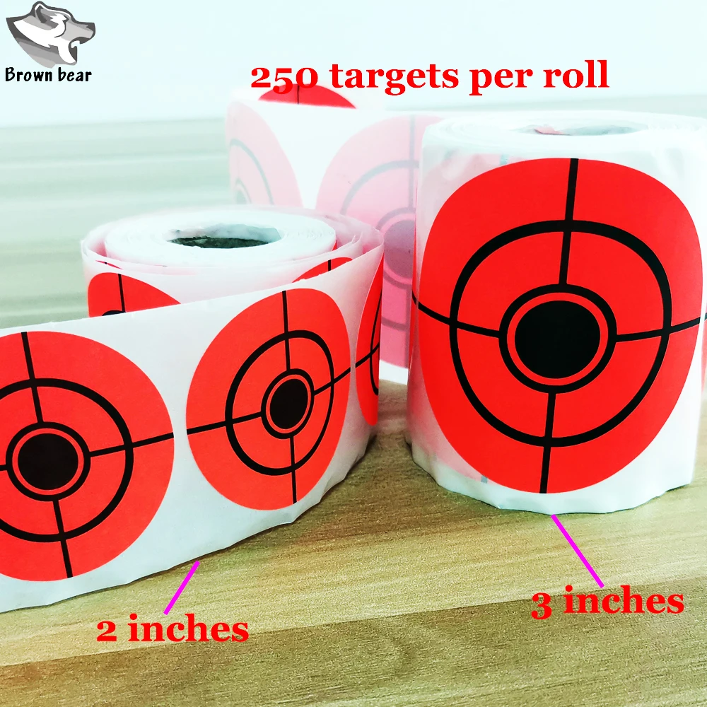 1 рулон 250 целевой бумаги 2 дюйма или 3 дюйма наклейки мишень оранжевый самоклеящийся наклейки мишень для стрельбы от AliExpress WW