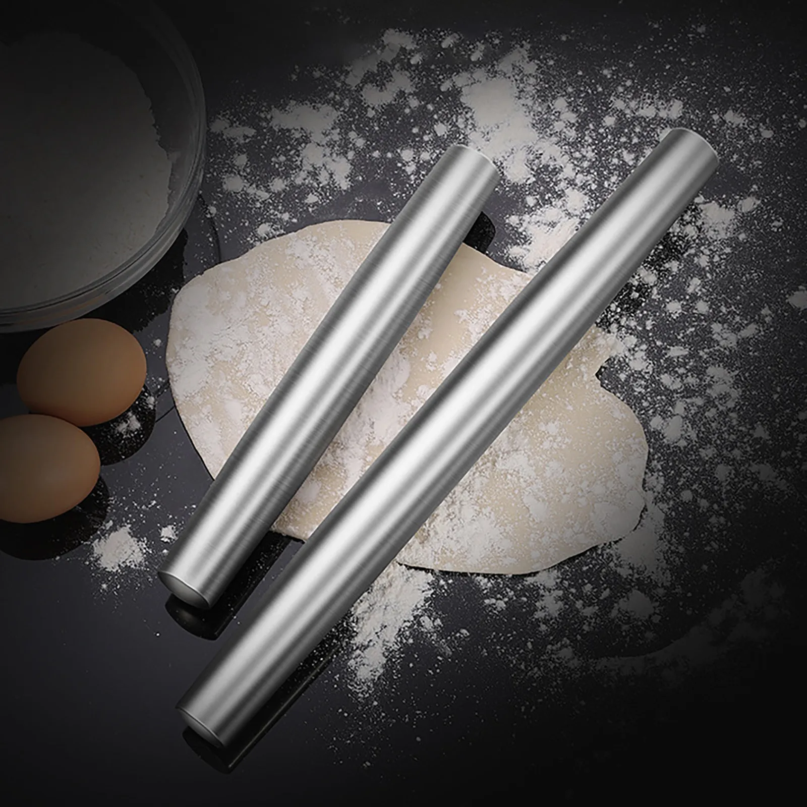 

Stainless Steel French Rolling Pin Metal for Bakers Cookie & Pastry Dough and Dough Bakeware Roller Dishwasher Safe Non-stick